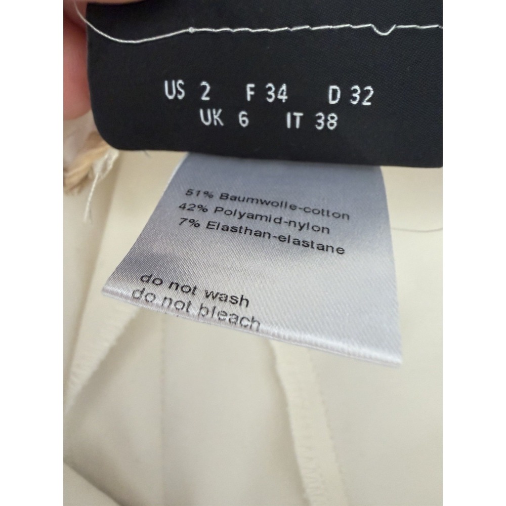 AKRIS Melissa Techno Pants Sz US 2 Off White Ivory Slim Leg Neutral Cotton Blend - Picture 8 of 8